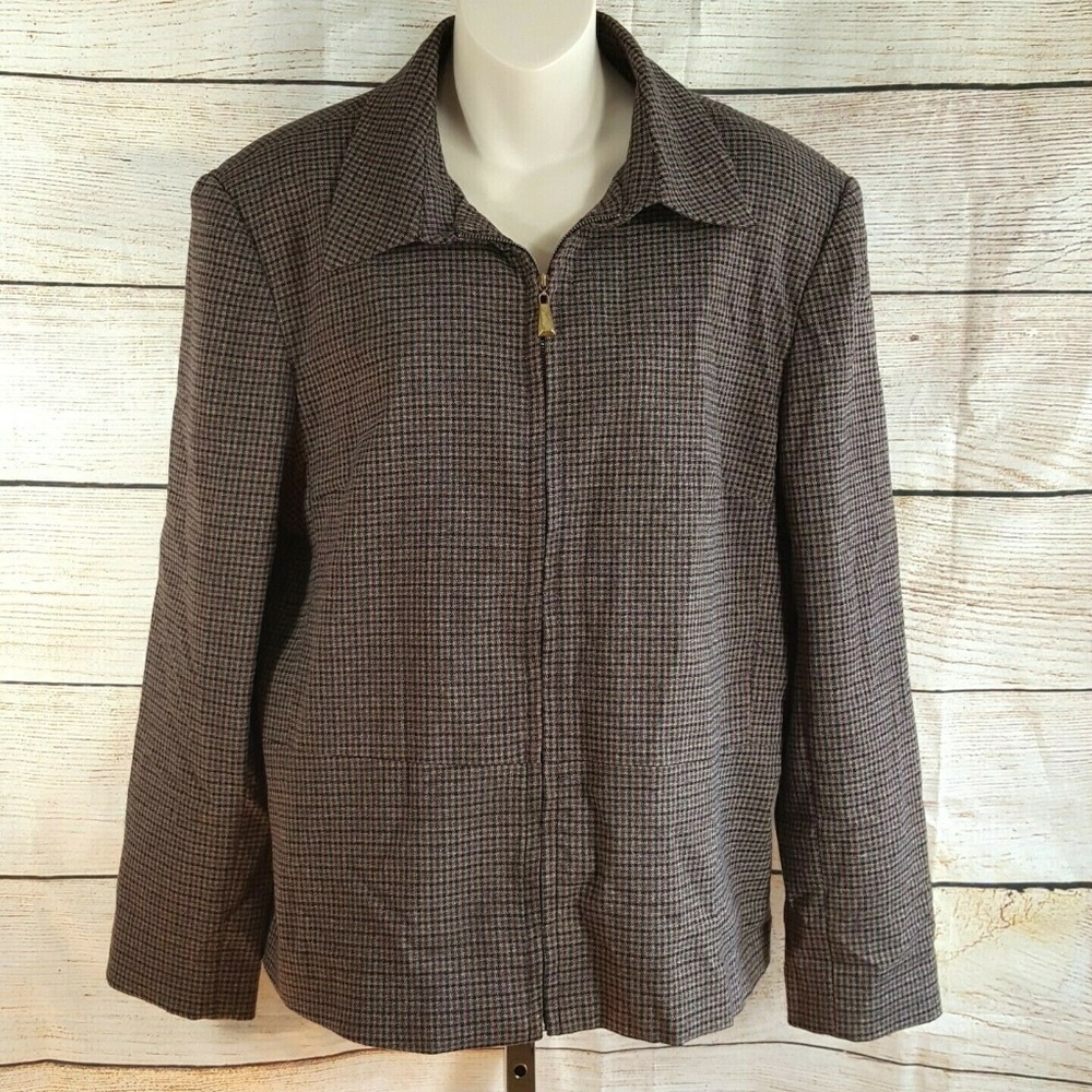 Vintage Zip Front Jacket Blazer Leslie Fay